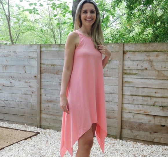 NWOT Zenana Outfitters Pink Handkerchief Dress Size Medium - Picture 7 of 8